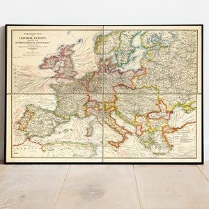 Vintage War Map of Europe 1915 | Antique Map Print