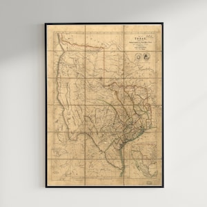 Alte Landkarte von Texas, 1841 Historische Karte von Texas Vintage Karte von Texas Vintage Landkarte von Texas Fine Art rustikale Landkarte Geschenk