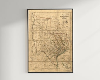 Old Texas wall Map 1841 Historical Texas map Antique Decorator Style wall Map of Texas state Map Vintage Texas Map Fine Art rustic Map gift