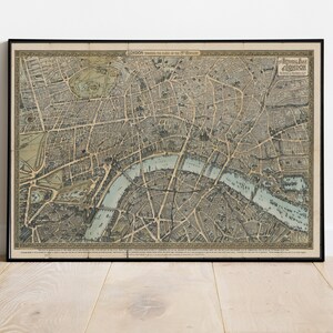 Alte Karte von London 1892 Birdseye View London Vintage Karte | Vintage Poster Wand Kunstdruck | Wandkarte Druck | Alte Karte Print