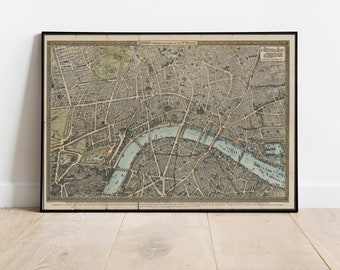 Mapa antiguo de Londres 1892 Birdseye View London Vintage Map / Vintage Poster Wall Art Print / Wall Map Print / Old Map Print