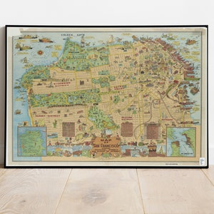 Old Map of San Francisco 1927 Pictorial Map | Vintage Poster Wall Art Print | Wall Map Print | Old Map Print