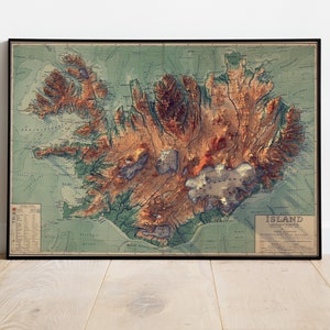 Old Map of Iceland islandia 1928 Vintage map | Vintage Poster Wall Art Print | Wall Map Print | Old Map Print