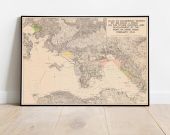 Old Map of Hong Kong Kowloon 1941 Vintage Map | Vintage Poster Wall Art Print | Wall Map Print | Old Map Print