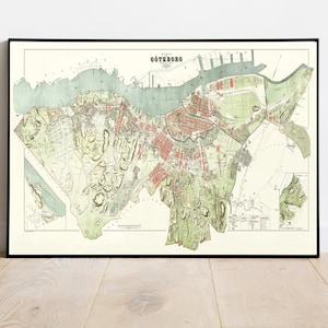 Old Map of Gothenburg Göteborg Sweden 1888 Vintage Map | Vintage Poster Wall Art Print | Wall Map Print | Old Map Print