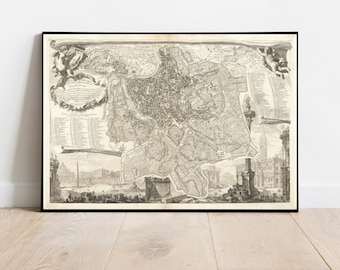イタリア、ローマ - 1962年 ヴィンテージポスターサイズ地図 - Etsy 日本