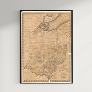Old map of Ohio - Fine reproduction Ohio map - Vintage Style Ohio Wall map