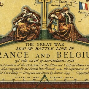 The Great War Map Historic WW1 War Poster Ernest Clegg France