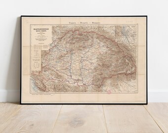 Vintage map of Hungary, old Hungary map, Hungary poster map, Hungary wall map, Hungarian gifts, Hungary map canvas.