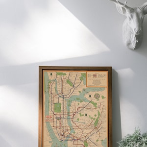 Vecchia mappa del sistema della metropolitana di New York City, mappa della metropolitana vintage del 1954, antica mappa della metropolitana, manhattan, brooklyn, queens, bronx retrò nyc della metropolitana