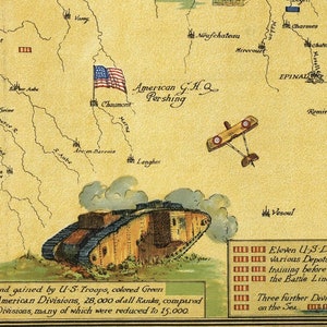 The Great War Map Historic WW1 War Poster Ernest Clegg France
