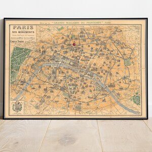 1905 年のパリの記念碑。 Guide Pratique Du Visiteur、パリのアンティーク地図、パリの古い歴史地図、パリ市内地図