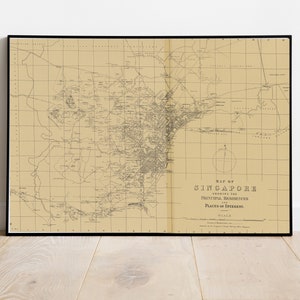 Old Map of Singapore 1913 Vintage Map | Vintage Poster Wall Art Print | Wall Map Print | Old Map Print