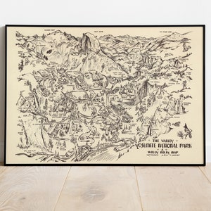 carte vintage de Yosemite, carte picturale de Yosemite, impression de carte vintage, ancienne carte, impression de carte ancienne, carte de Yosemite, cadeau de Yosemite, nouveau cadeau à la maison