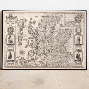 Old Map of Scotland in 1611 by John Speed - Orkney, Shetland Isles, Hebrides, Highlands, Skye, Loch Ness