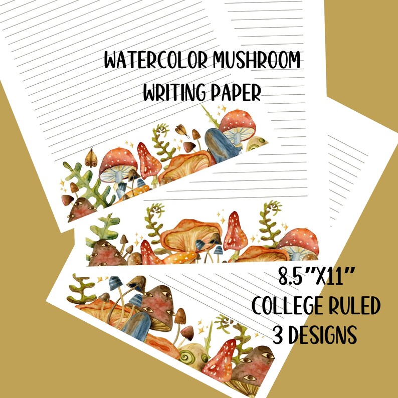 Mushroom Stationery Printable Fungi Writing Paper Forest Nature Notepaper - Etsy