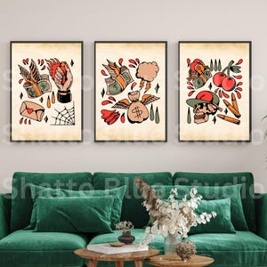 For the love of Money, Traditional Tattoo Style, Tattoo Flash,  Set of 3, Old School Ink, Digital Prints