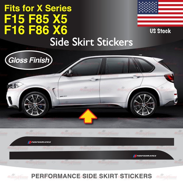 Compatible with BMW F15 F16 F85 F86 X Series Performance Side Skirt Decals Trim GLOSS BLACK Vinyl Stripes Stickers | AutoXtreme