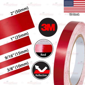 3M RED Road Safety REFLECTIVE Adhesive Tapes Water Resistant Stripes Car Bicycle Helmet Vinyl Decals Rolls Stickers 20m or 45m | AutoXtreme