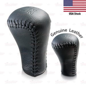 Compatible with Toyota only 5 Speed MT Real BLACK Leather with Stylish Baseball Stitch BLACK Threads Gear Shift Knob | AutoXpress