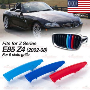 Tri-Color 9 BARS Kidney Grille Front Cover Insert Clips fits BMW Z Series E85 Z4 2002-2008 | AutoXtreme
