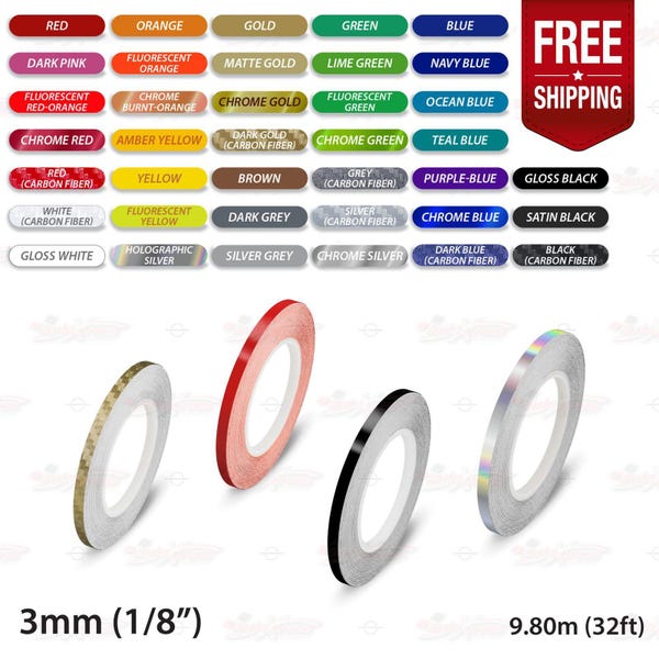 1/8" 3mm Roll PIN STRIPE Car PinStriping Styling Trim Adhesive Line TAPE Decals Vinyl Stickers | 32ft 9.80m | AutoXpress