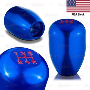 Compatible with 5 Speed MT Vehicles Oval based Aluminum Sports Gear Shift Knob in in BLUE with 3 Plastic Adapters included | AutoXpress
