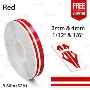 RED 1/2" 12mm Double STRIPES Car PinStriping Styling Trim Adhesive Line TAPE Decal Vinyl Sticker | 32ft 9.80m | AutoXpress