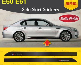 Performance Sport Side Skirt Stripes MATTE BLACK Vinyl Decals Graphic Stickers designed for BMW E60 E61 5 Series | AutoXtreme