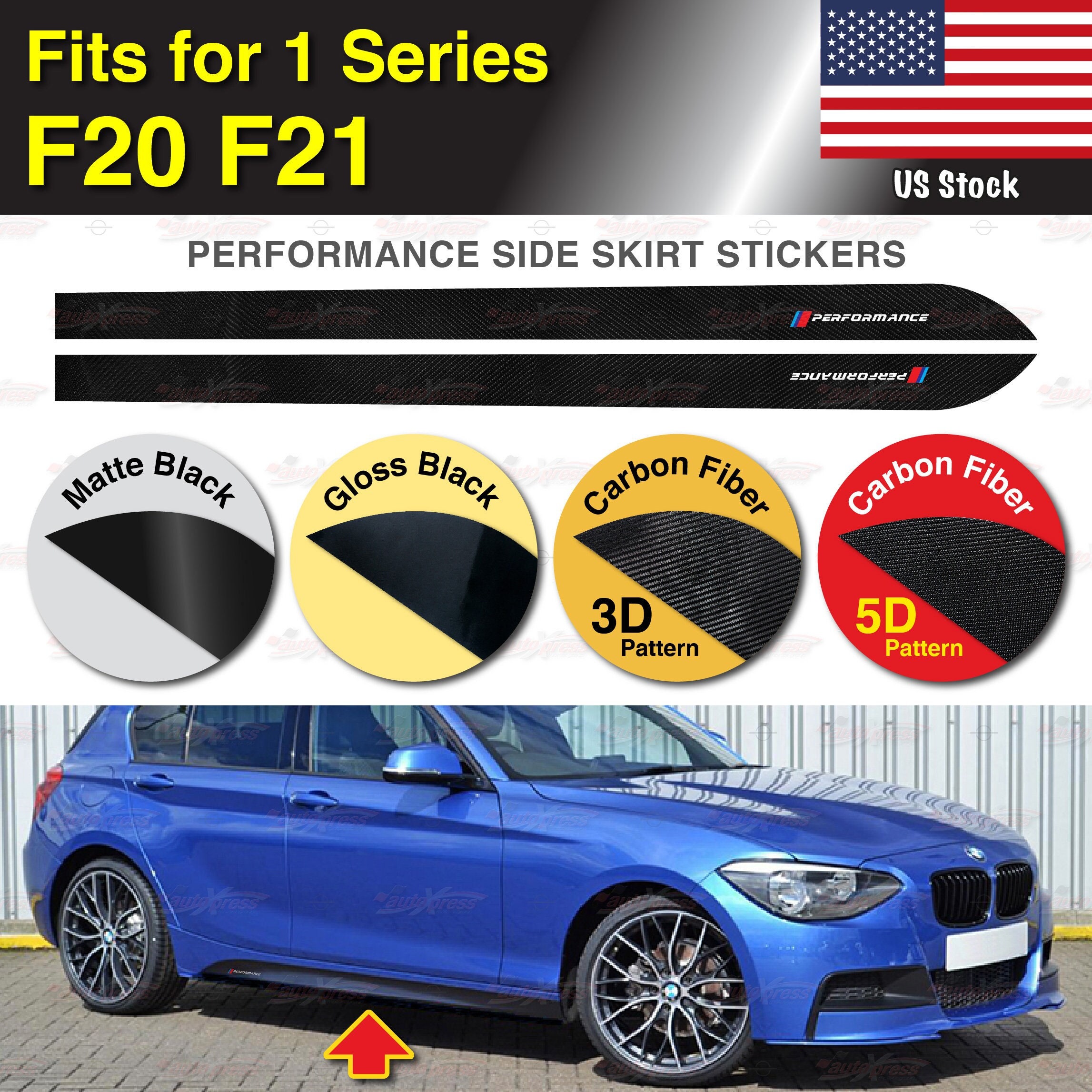 Performance Side Skirt Stickers for both sides Vinyl Styling Adhesive Decals compatible with BMW F20 F21 1 Series AutoXpress Etsy