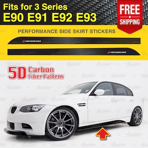 Performance Side Skirt Decals Racing Stripes 5D CARBON PATTERN Finish Vinyl Stickers designed for BMW E90 E91 E92 E93 3 Series | AutoXpress
