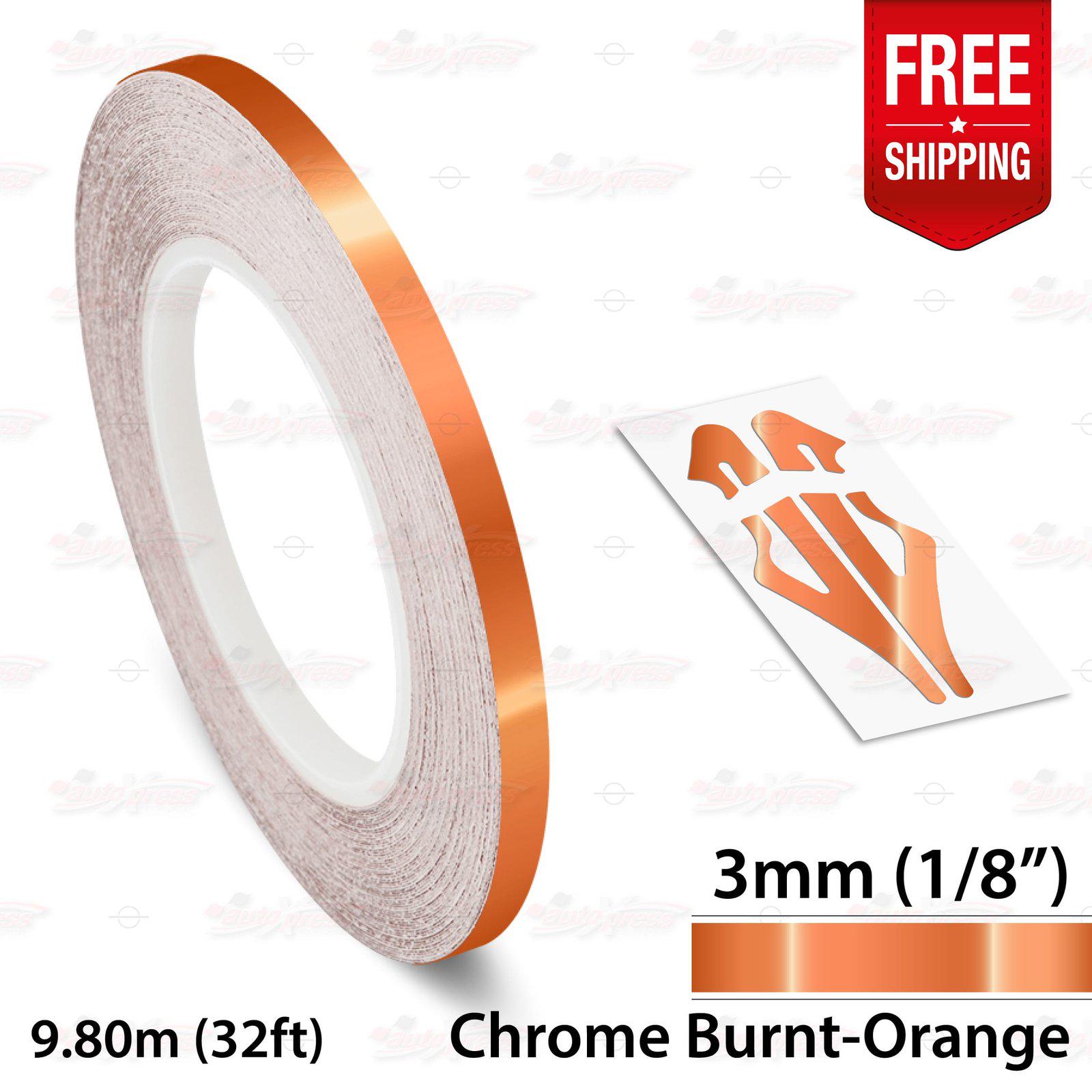 CHROME BURNT-ORANGE 1/8" 3mm Roll Pin Stripe Car PinStriping Styling Trim Adhesive Line Tape Decal Vinyl Sticker | 32ft 9.80m | AutoXpress