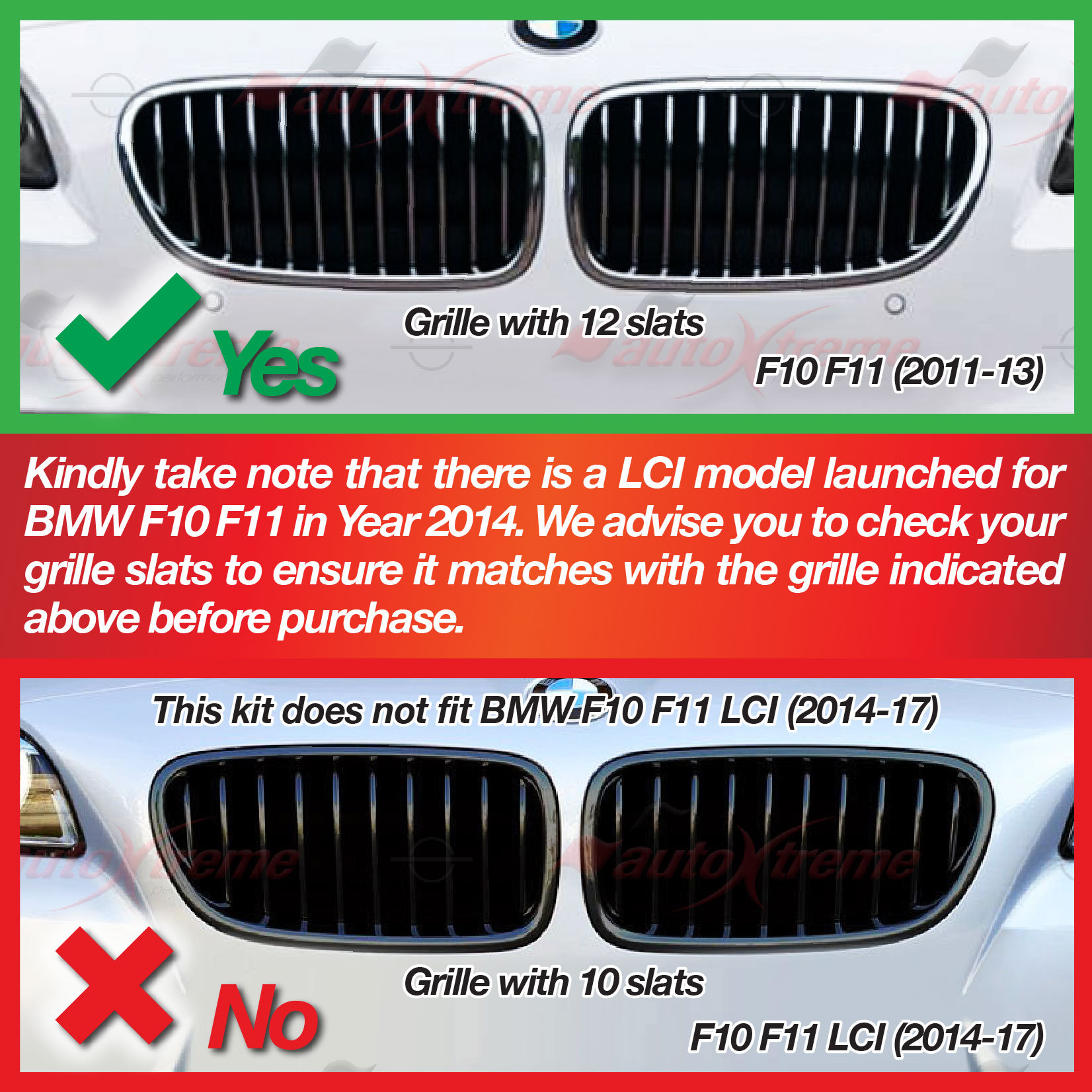 Tri-color 12 BARS Kidney Grille Front Cover Insert Clips Fits BMW 5 ...