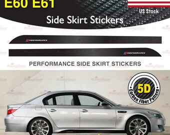 Compatible with BMW E60 E61 5 Series Performance Side Skirt Decals Trim 5D CARBON PATTERN Vinyl Stripes Stickers | AutoXtreme