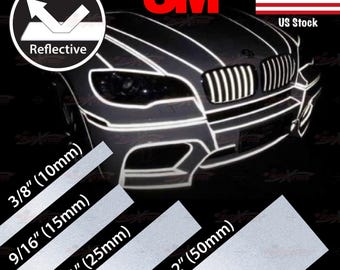 20m or 45m 3M SILVER WHITE Night Visibility REFLECTIVE Reflector Tapes Vehicle Body Decoration Weather Resistant Vinyl Stickers | AutoXpress