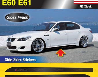 Performance Side Skirt Stickers GLOSS BLACK Vinyl Styling Adhesive Decals compatible with BMW E60 E61 5 Series | AutoXpress