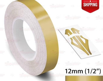 GOLD 1/2&quot; 12mm Roll Pin Stripe Car PinStriping Styling Trim Adhesive Line Tape Decal Vinyl Sticker | 32ft 9.80m | AutoXpress