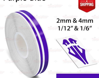 PURPLE-BLUE 1/2&#39; 12mm Double STRIPES Car PinStriping Styling Trim Adhesive Line Tape Decal Vinyl Sticker | 32ft 9.80m | AutoXpress