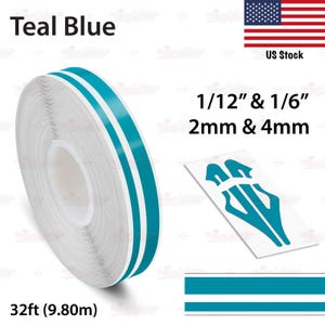 1/12 & 1/6 Inch Pinstripe Tape - Chrome Blue Vinyl Decal, 32ft Roll For Cars & Models 1 thumbnail image
