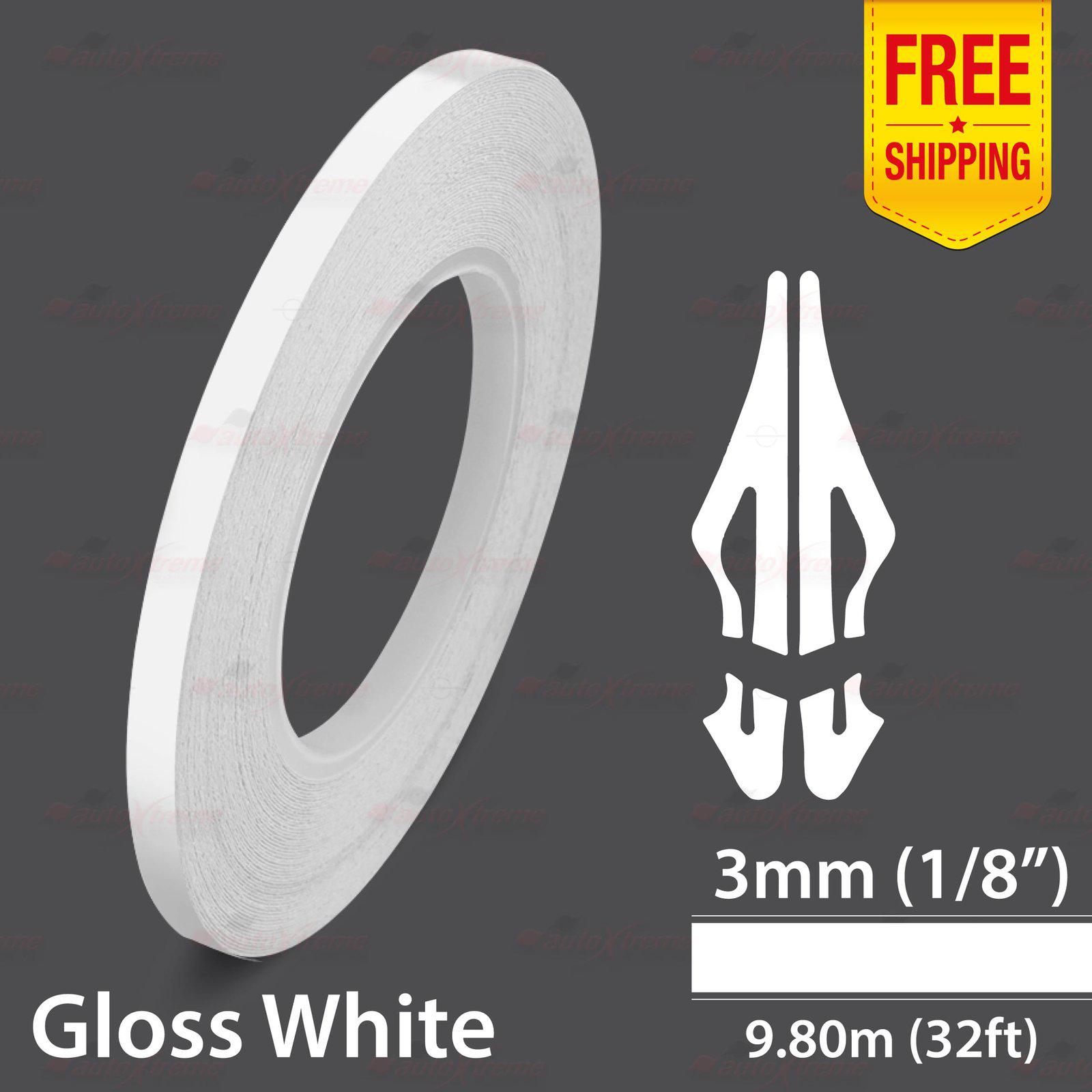 1/8" 3mm PinStriping Pin Stripe Tape Car Motorcycle Bike Styling Line Decal Vinyl Sticker GLOSS WHITE | 32ft 9.80m | AutoXtreme