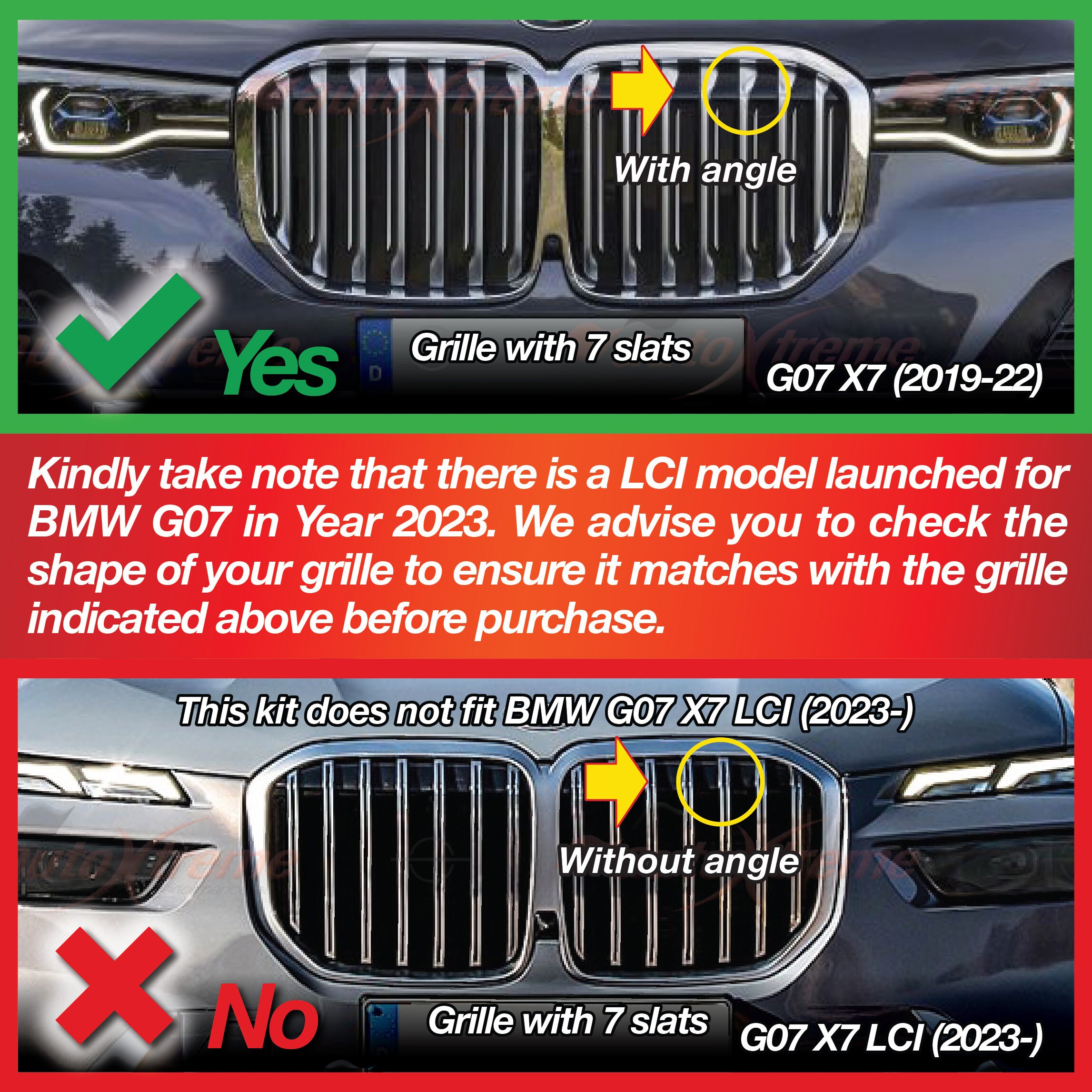 Tri-color 7 BARS Kidney Grille Front Cover Insert Clips Fits BMW X7 X ...