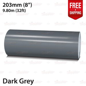 DARK GRAY 8&quot; 203mm Roll Pin Stripe Car PinStriping Styling Trim Adhesive Line Tape Decal Vinyl Sticker | 32ft 9.80m | AutoXpress
