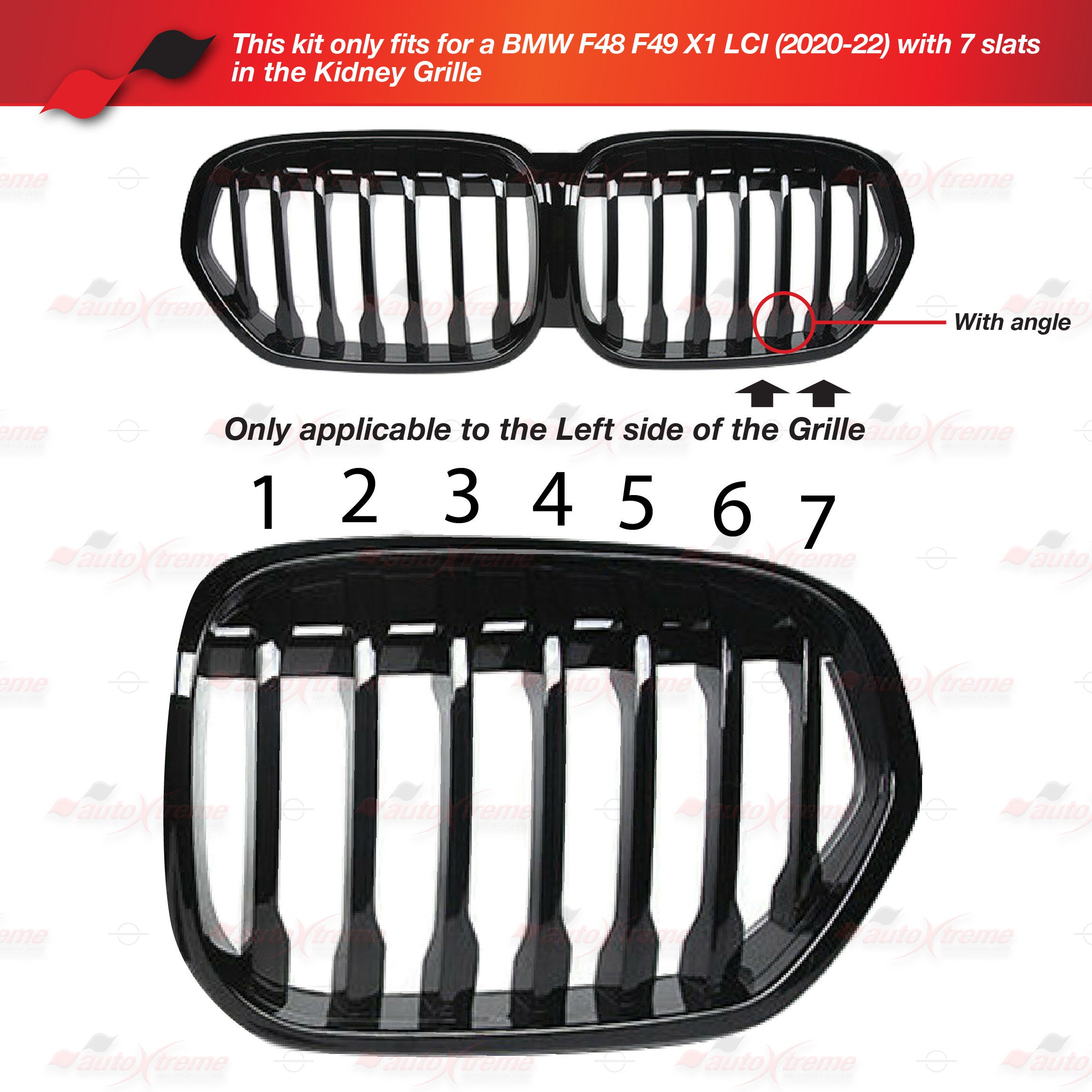 Tri-color 7 BARS Kidney Grille Front Cover Insert Clips Fits BMW X1 X ...