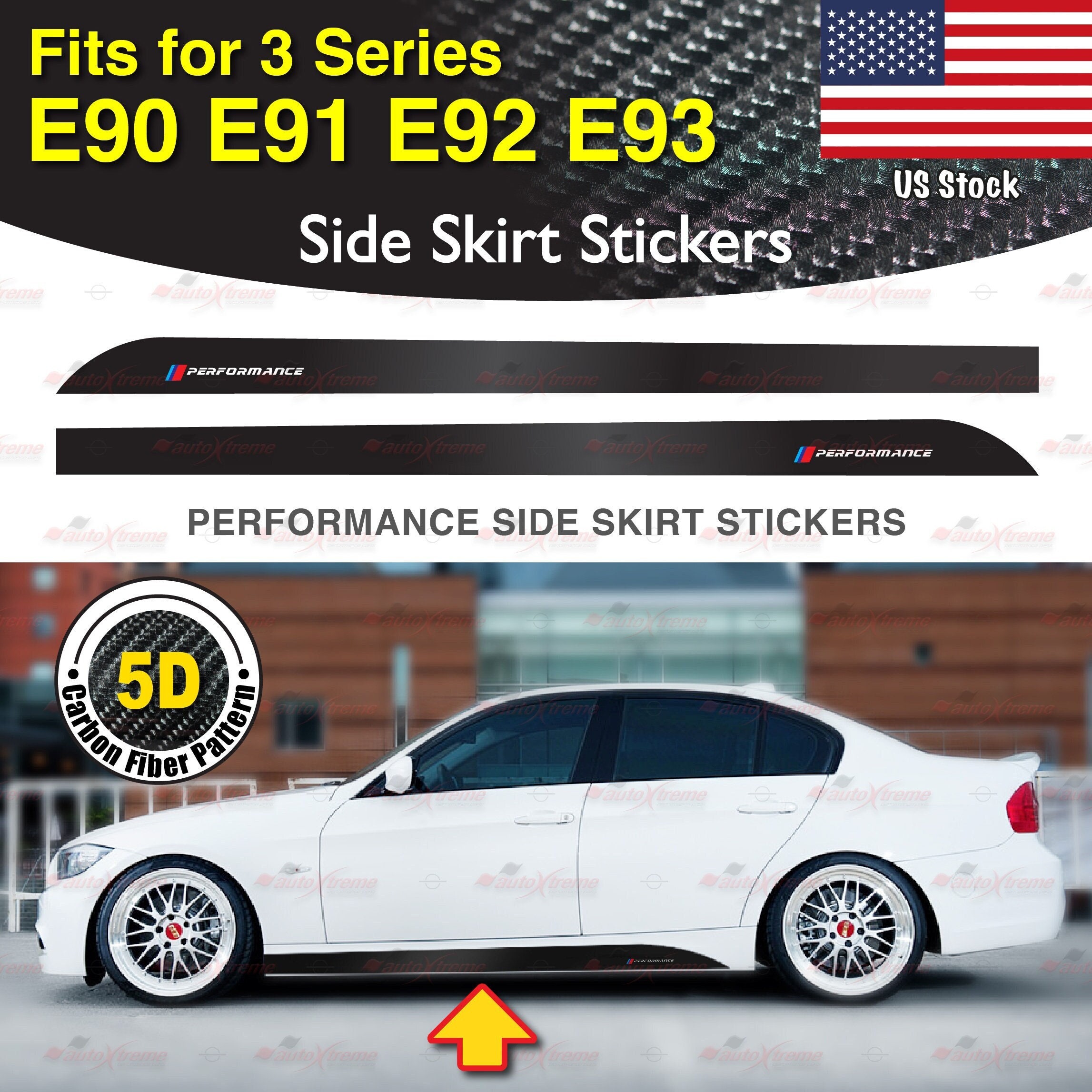 Performance Side Skirt Decal DIY Vinyl Stickers for BMW E90 E91 E92 E93 3  Series