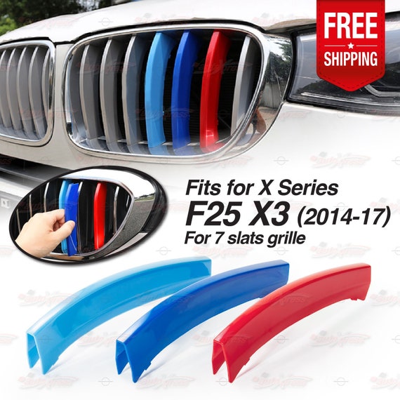 M-sport 7 Slats Kidney Grill Grille 3 Color Cover Clips for BMW X3 X Series  F25 LCI 2014-2017 Autoxpress 