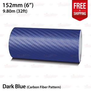 CARBON Fiber DARK BLUE 6" 152mm Roll Pin Stripe Car PinStriping Styling Trim Adhesive Line Tape Decal  Sticker | 32ft 9.80m | AutoXpress