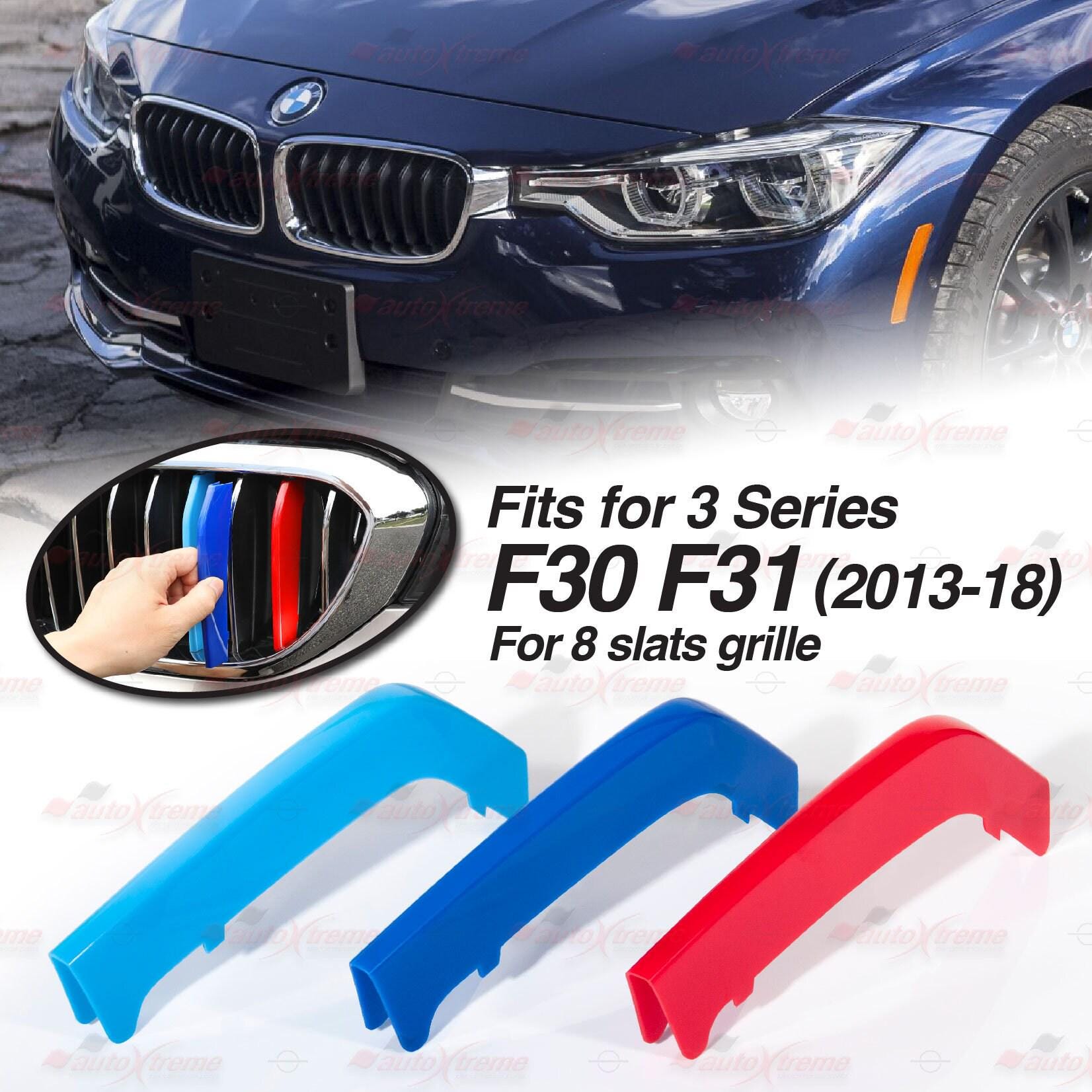 Tri-color 8 BARS Kidney Grille Front Cover Insert Clips Fits BMW 3 ...