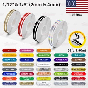 1/2" Vinyl Pinstriping Pin Stripes Twin Outlines Car Motorcycle Bike self Adhesive Tape Decals Stickers 12mm | 32ft 9.80m | AutoXpress