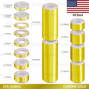 Roll Vinyl Pinstriping Pin Stripe Solid Line Car Motorcycle Bike Adhesive Tape Decal Sticker CHROME GOLD | 32ft 9.80m | AutoXpress