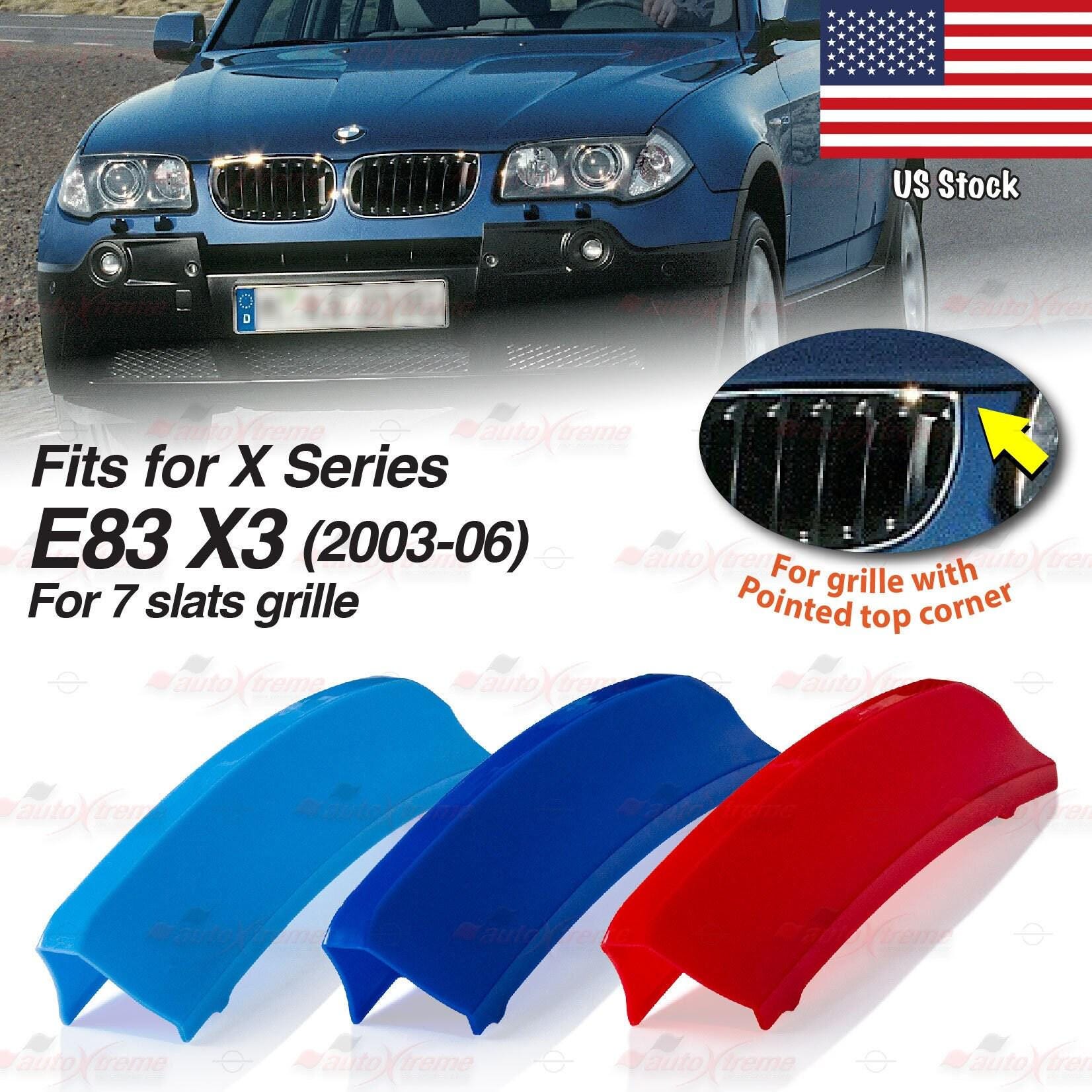 Tri-color 7 BARS Kidney Grille Front Cover Insert Clips Fits BMW X3 X ...